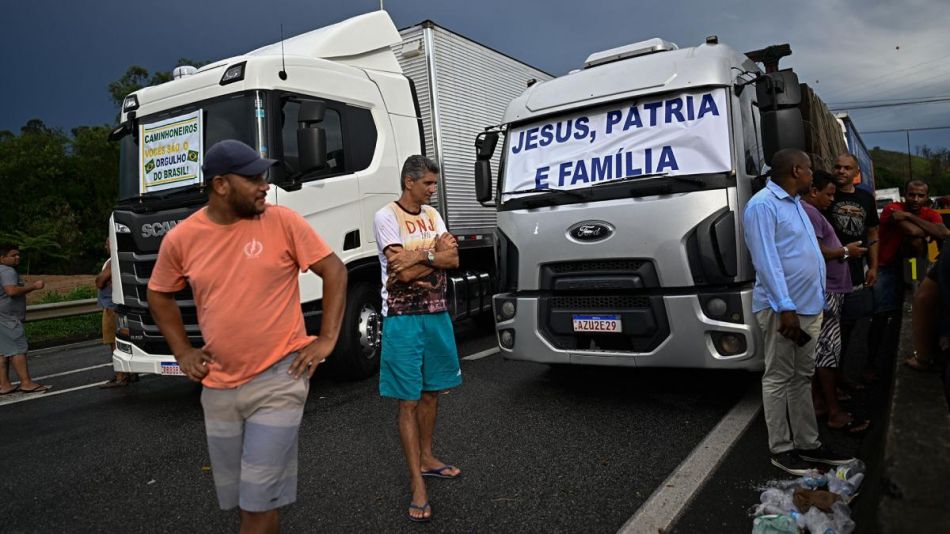 Protestas de camioneros bolsonaristas contra el resultado electoral.
