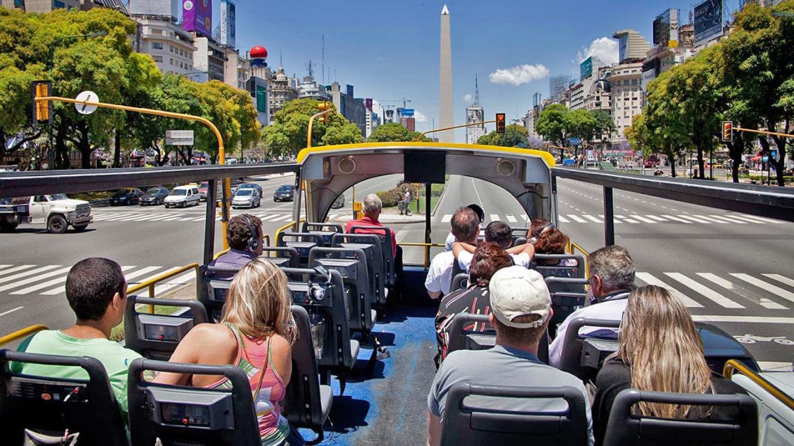 Tourists enjoy the sights of Buenos Aires.
