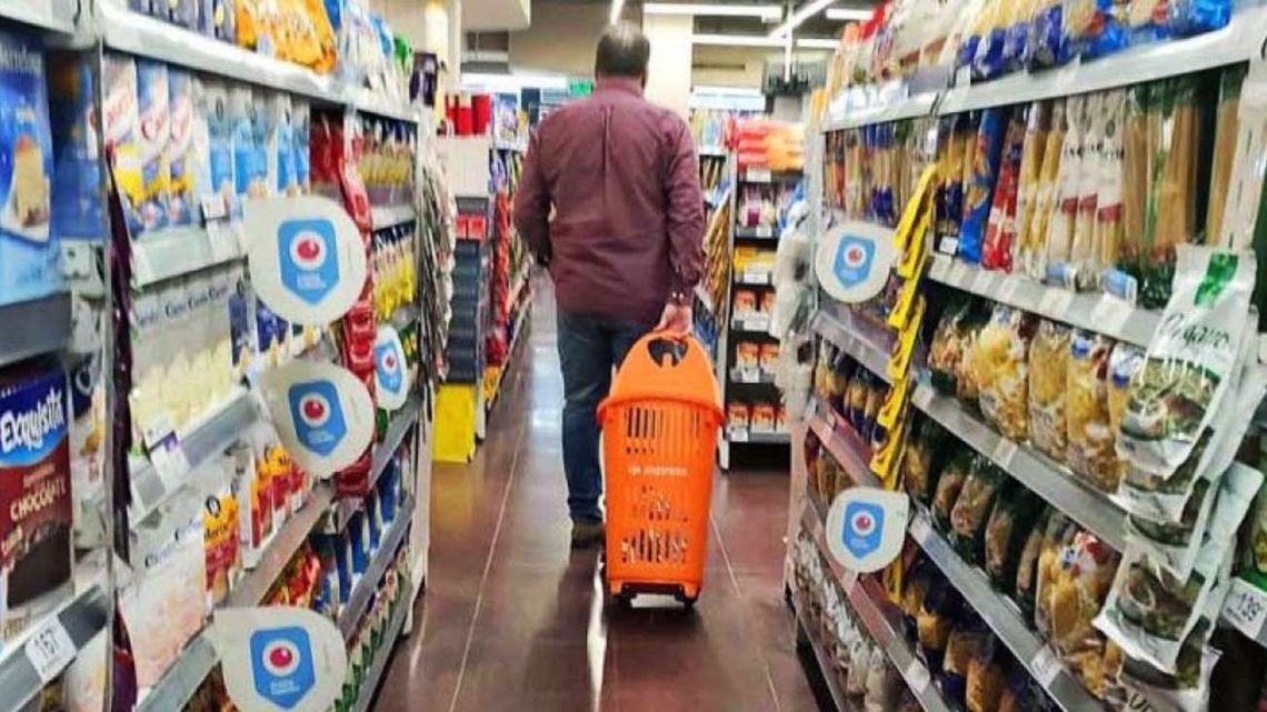 A shopper browses at a supermarket in Buenos Aires.