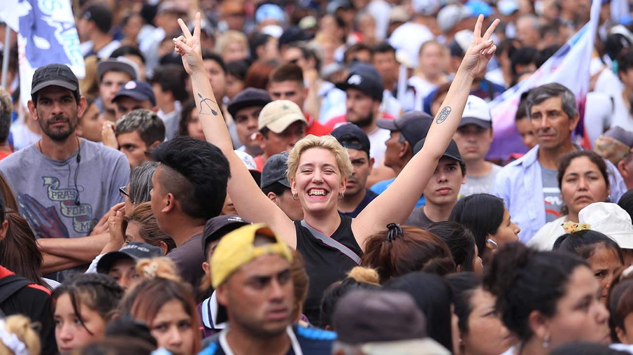 La vicepresidenta Cristina Kirchner durante el acto del Día de la Militancia en La Plata.