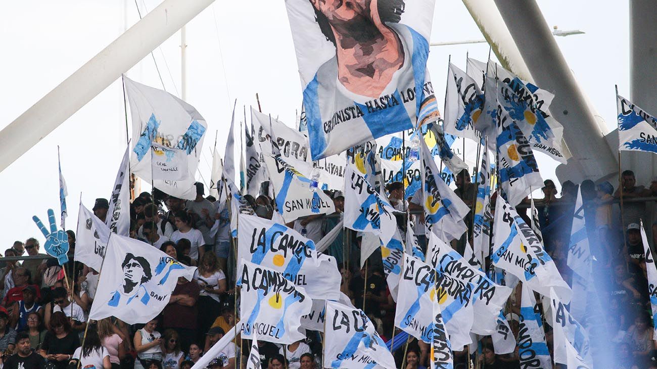 La vicepresidenta Cristina Kirchner durante el acto del Día de la Militancia en La Plata.