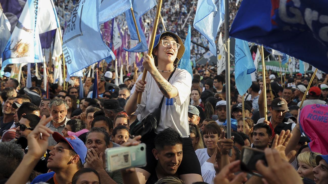 La vicepresidenta Cristina Kirchner durante el acto del Día de la Militancia en La Plata.