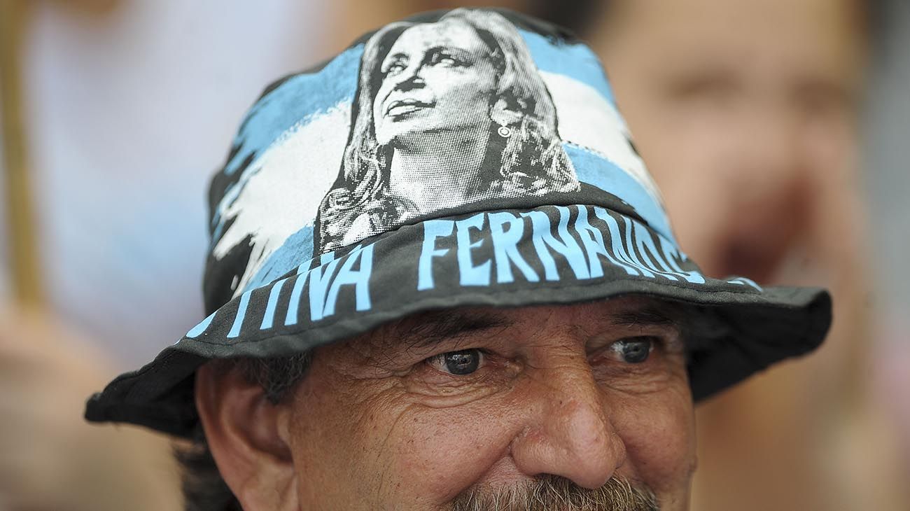 La vicepresidenta Cristina Kirchner durante el acto del Día de la Militancia en La Plata.