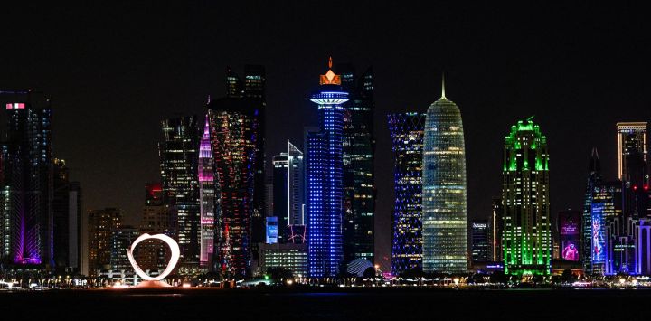Una vista del horizonte de Doha durante el mundial de fútbol Qatar 2022.