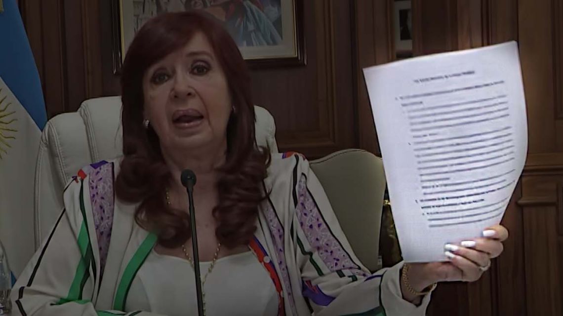 A screenshot from the stream of Cristina Fernández de Kirchner's public works graft trial.