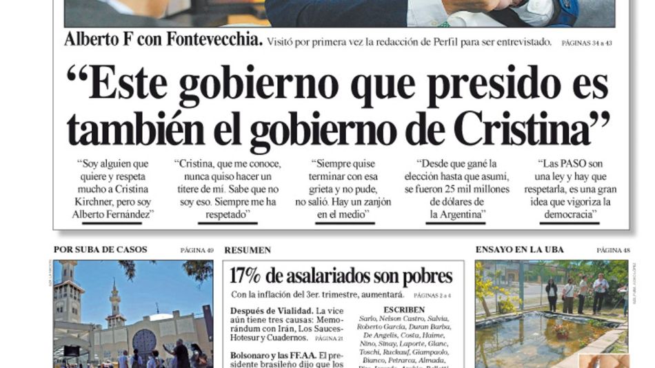 La tapa del Diario PERFIL del domingo 11 de diciembre de 2022
