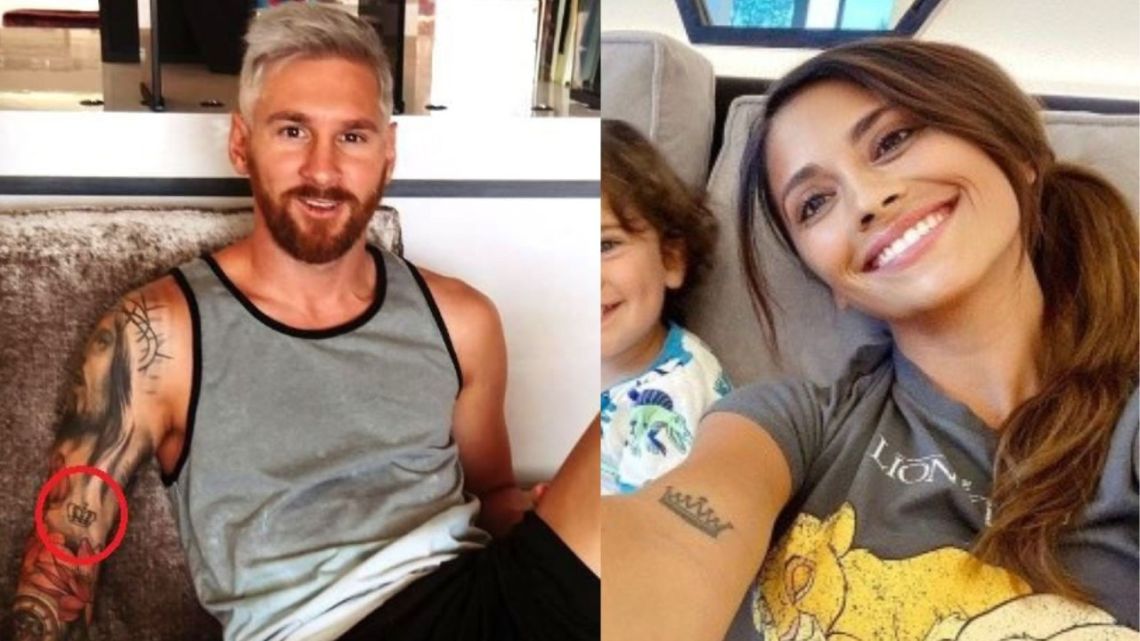 Una corona, el tatuaje que comparten Antonela Roccuzzo y Lionel Messi