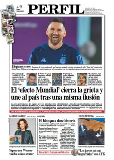 La tapa del Diario PERFIL del domingo 18 de diciembre de 2022
