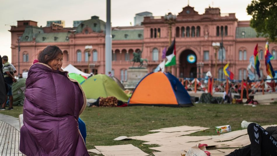 Carpas en Plaza de Mayo en protesta de un indulto para Milagro Sala