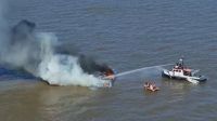 Se incendió un barco deportivo en el Río de la Plata