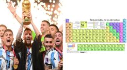 Selección Argentina festejando la Copa del Mundo en Qatar y la tabla periódica de elementos 20221229