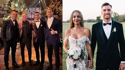 Coscu y Momo Benavides presentes en el casamiento de Tagliafico