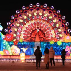 Imagen de personas visitando un espectáculo de linternas, en Shenyang, en la provincia de Liaoning, en el noreste de China. | Foto:Xinhua/Yang Qing