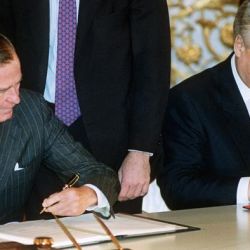 George H. W. Bush y Borís Yeltsin