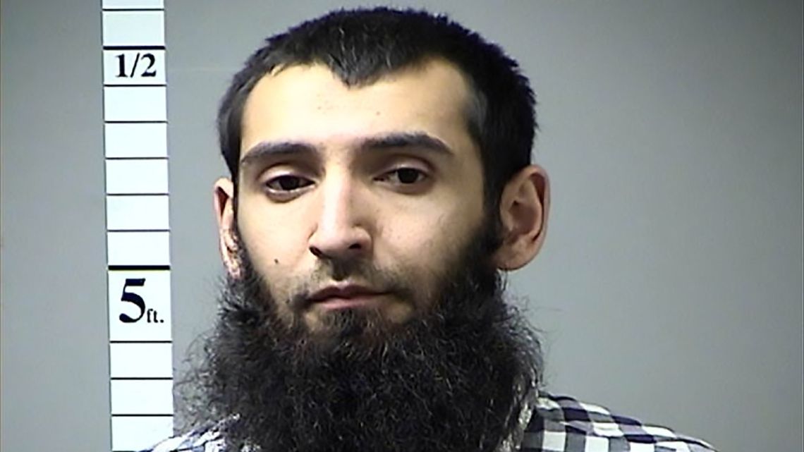 This file handout photo taken on October 31, 2017 obtained courtesy of the St. Charles County Dept. of Corrections in the midwestern US state of Missouri shows Sayfullo Saipov, the suspectecd driver who killed eight people in New York on October 31, 2017. Saipov went on trial in New York on a raft of terrorism and murder charges on January 9, 2023 for the killing of eight people in a truck rampage over five years ago. 