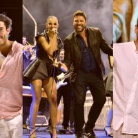 Tomás Holder, Mario Guerci y Matías Alé disfrutaron del lanzamiento del carnaval de Gualeguaychú