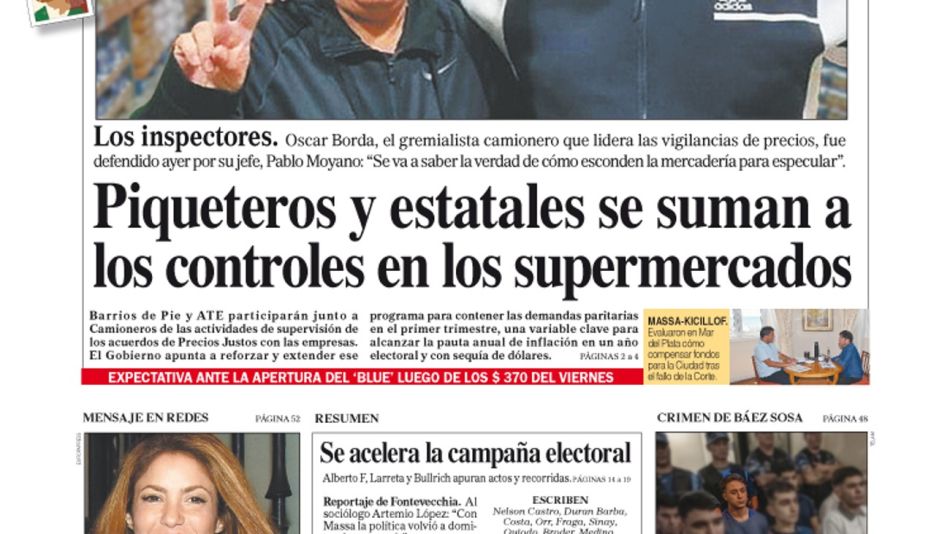 La tapa del Diario PERFIL del domingo 15 de enero de 2023