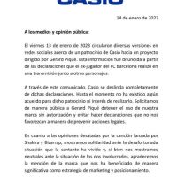 Revés para Gerard Piqué: Casio desmintió que haya patrocinado al ex de Shakira