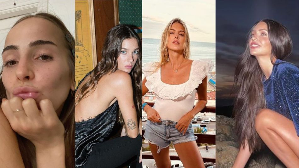 Ámbar de Benedictis, Lucía Celasco,  Mery del Cerro y Zaira Nara con el accesorio de la temporada