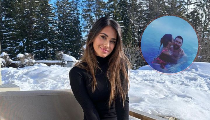 Antonela Roccuzzo posó en microbikini con Lionel Messi desde Los Alpes