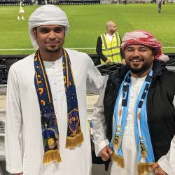 Nabhan Almadhani on the left, cheering on Boca.