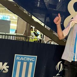Racing Club fan Pablo Garvarrino at the stadium before the match.