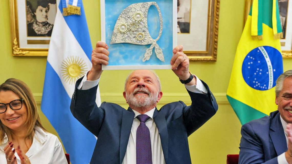 Brazil President Luiz Inácio Lula da Silva, pictured with President Alberto Fernández, visits human rights campaigners from the Abuelas and Madres de Plaza de Mayo.