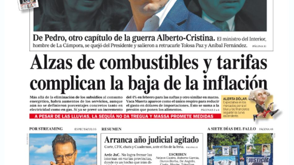 La tapa del Diario PERFIL de este domingo 29 de enero de 2023