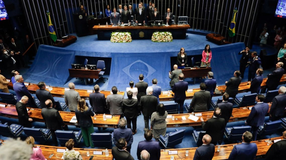 view of the inauguration ceremony of the new Brazilian senate at the plenary of the Federal Senate in Brasilia on February 1, 2023. 