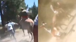 Los manifestantes fueron corridos de Lago Escondido por gauchos a caballo 
