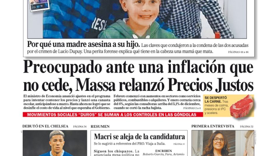 La tapa del Diario PERFIL del sábado 4 de febrero de 2023