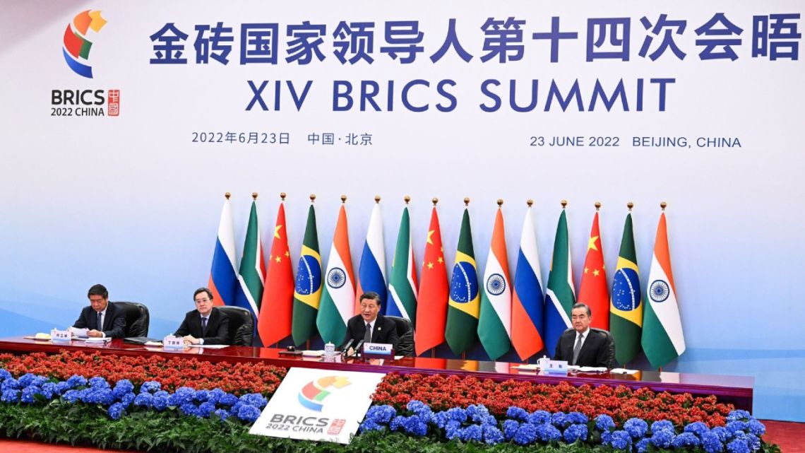 Leaders of BRICS member states stage a summit in Beijing in June 2022.