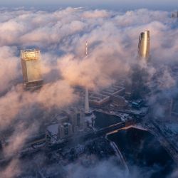 Esta foto aérea muestra una vista después de la nevada en Shenyang, en la provincia nororiental china de Liaoning. | Foto:AFP