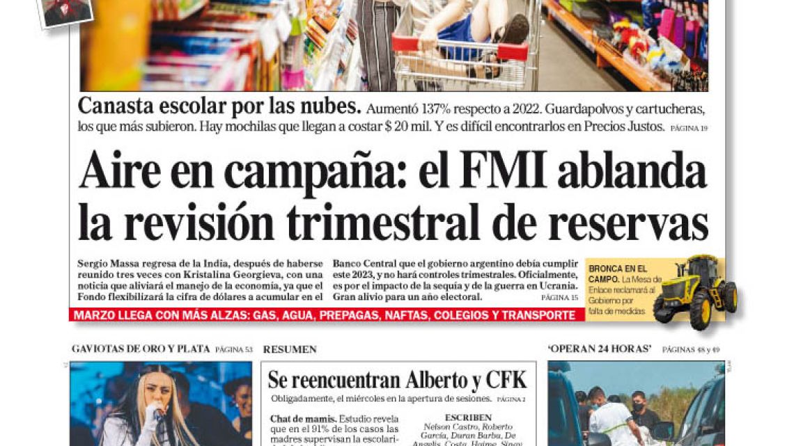 La Tapa Del Diario PERFIL Del Domingo 26 De Febrero De 2023 | Perfil