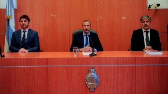 Los jueces del TOF 2 Andres Basso, Jorge Luciano Gorini y Rodrigo Giménez Uriburu. 