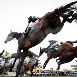 Competidores participan en The Brown Advisory Novices' Steeple en el segundo día del Festival de Cheltenham en el hipódromo de Cheltenham, en Cheltenham, oeste de Inglaterra. | Foto:GLYN KIRK / AFP