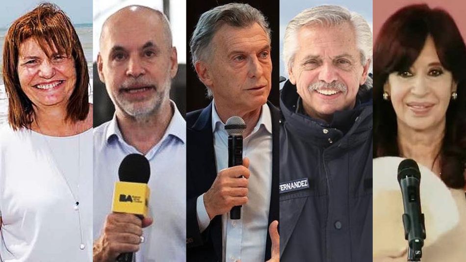 Patricia Bullrich, Horacio Rodríguez Larreta, Mauricio Macri, Alberto Fernández y Cristina Kirchner.