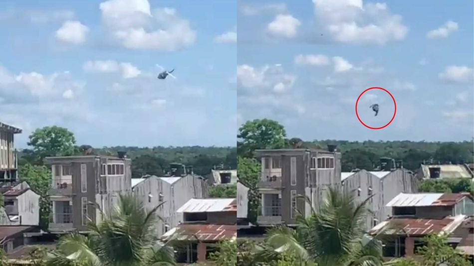 Momento en el que cae el helicóptero del Ejército de Colombia con cuatro militares a bordo