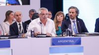 Alberto Fernández, hablando en la Cumbre Iberoamericana de Santo Domingo.