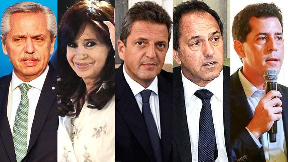 Alberto Fernández. Cristina Fernández, Sergio Massa, Daniel Scioli, Wado De Pedro