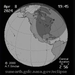 Mapa con los horarios previstos por la NASA.