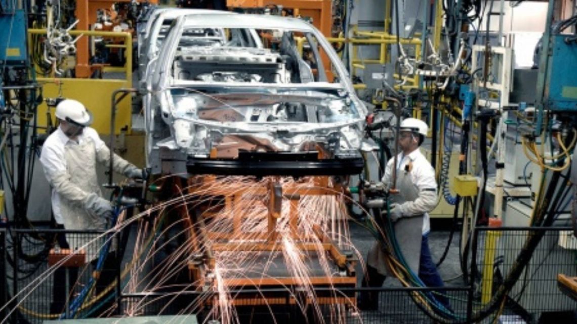 Automobile manufacturing at a factory in Buenos Aires Province.