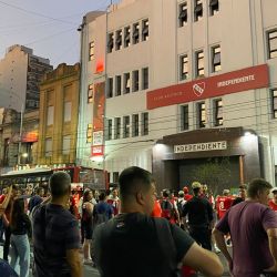 Independiente fans gather outside the Estadio Libertadores de América-Ricardo Enrique Bochini.