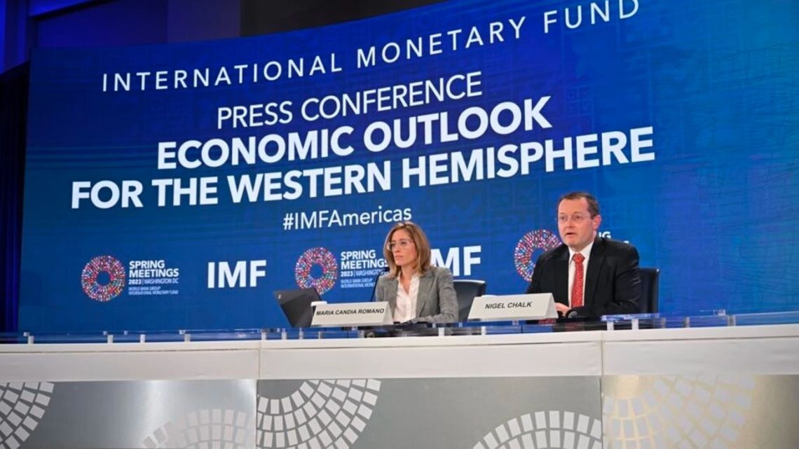 Nigel Chalk, acting director for the Western Hemisphere at the International Monetary Fund, speaks during a press briefing in Washington DC.