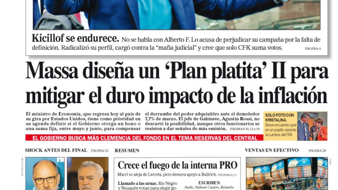 Tapa del Diario PERFIL del domingo 16 de abril de 2023 Tapa del Diario PERFIL del domingo 16 de abril de 2023
