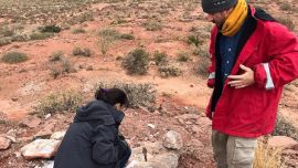 Los restos del titanosaurio estaban entre las rocas.