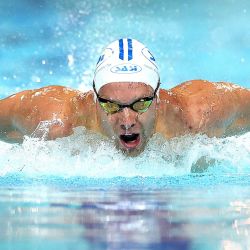 El australiano Mathew Temple compite en la final de la prueba masculina de 200 metros mariposa durante los campeonatos de natación de Australia en Gold Coast. | Foto:Pat Hoelscher / AFP