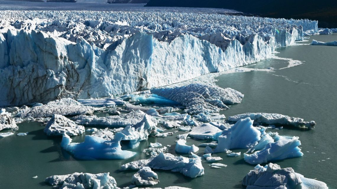 View of the Perito Moreno Glacier at Los Glaciares National Park, near El Calafate, Argentina on March 28, 2023. 