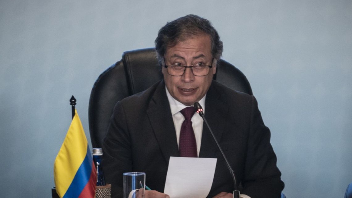 Gustavo Petro, Colombia's president, speaks during a summit in Bogotá, Colombia, on Tuesday, April 25, 2023. 