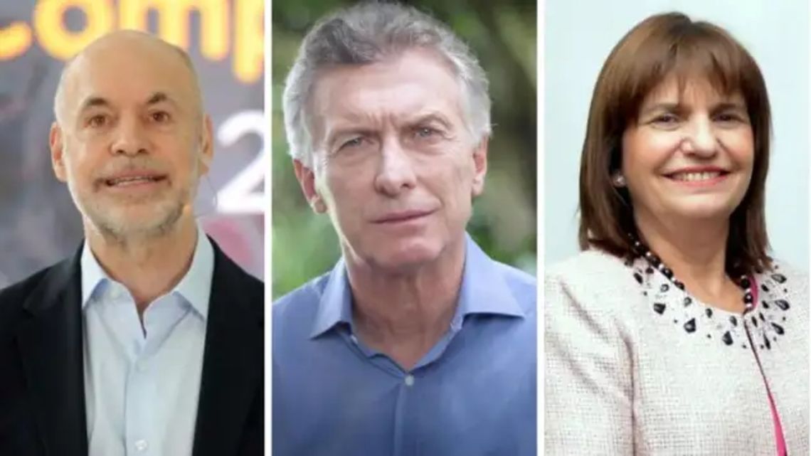 From left to right Buenos Aires City Mayor Horacio Rodríguez Larreta, former president Maurico Macri, and  party president (though currently on leave) Patricia Bullrich.